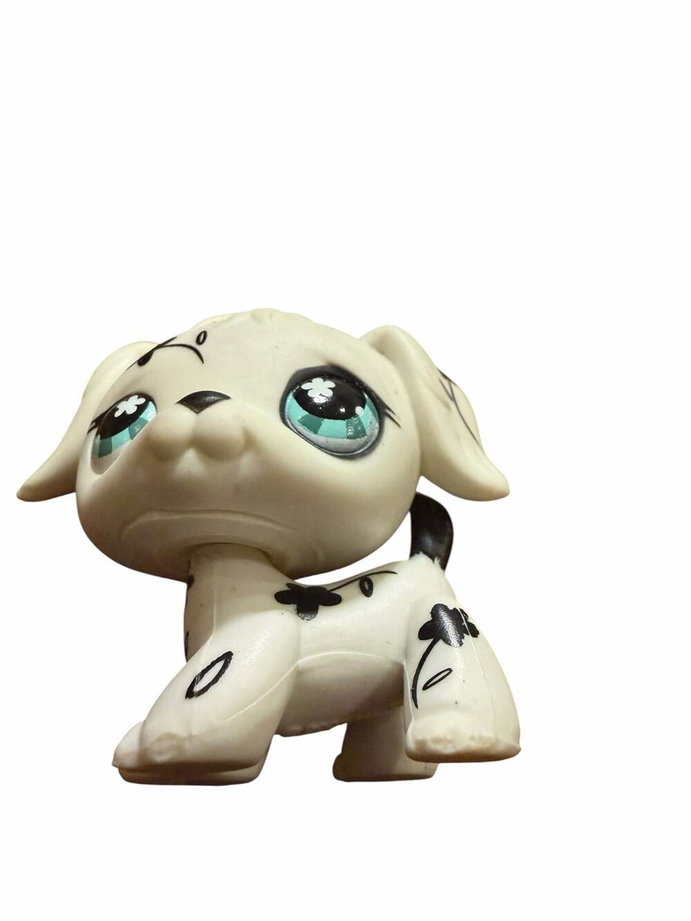 Littlest Pet Shop #469 Dalmatian Dog Black White Flowers
